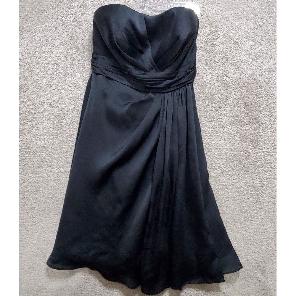 Priscilla Of Boston Strapless Dress Women's 8 Black Coktail Satin Party Wedding